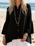 Women's Cotton And Linen Flared Long-Sleeved Shirt