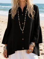 Women's Cotton And Linen Flared Long-Sleeved Shirt