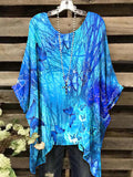Women's Vintage Butterfly Forest Pattern Round Neck Top
