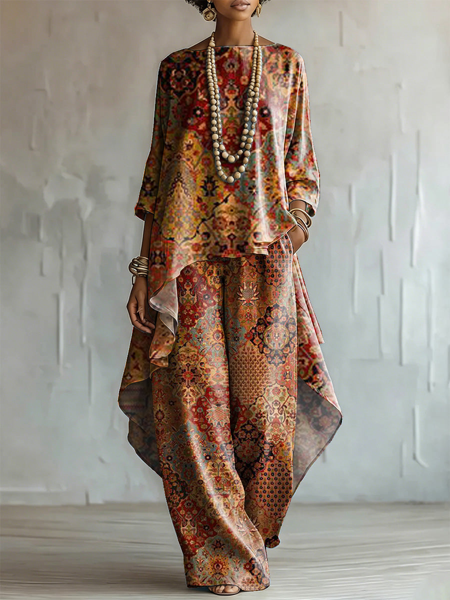 Elegant & Artistic Classic Totem Print Two-piece Set