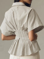 Women's Striped Art Pattern Casual Cotton Shirt