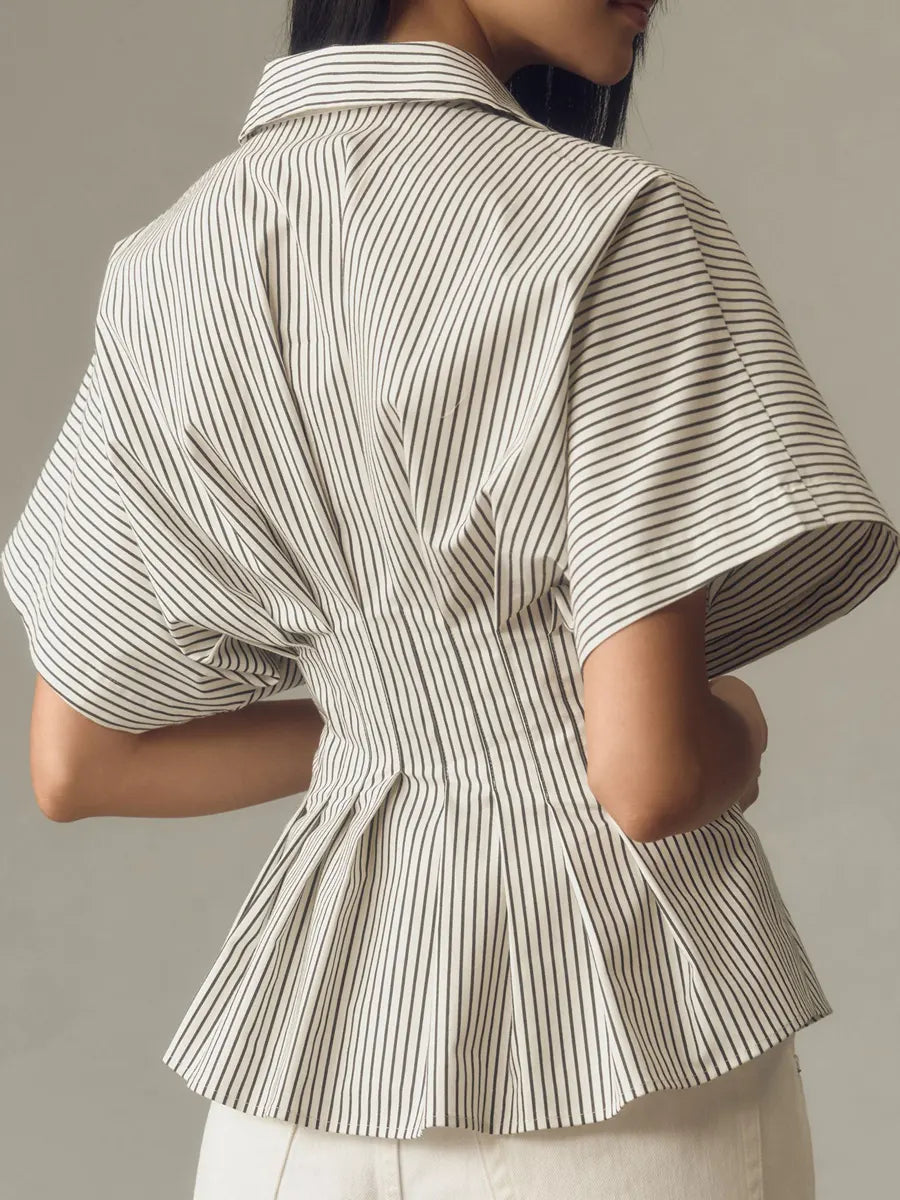 Women's Striped Art Pattern Casual Cotton Shirt
