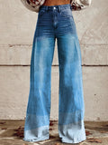 Women's Retro Gradient Color Block Wide Leg Pants