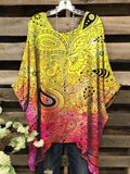 Women's Vintage Irregular Pattern Crew Neck Top