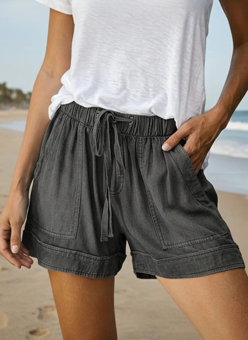 Women's Elastic Waist Denim Shorts