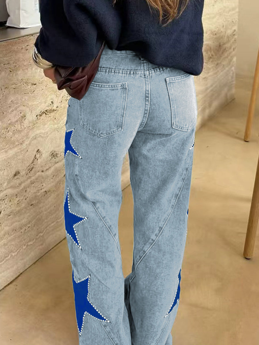 Stylish Casual Star-patterned Jeans