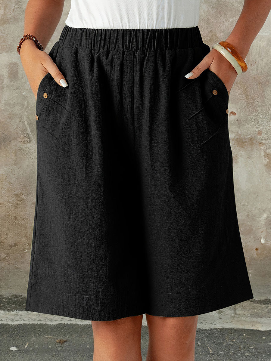 Einfarbige, gerade geschnittene Freizeit-Shorts für Damen
