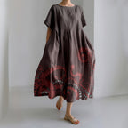 Japanese Octopus Art Linen Blend Casual Dress