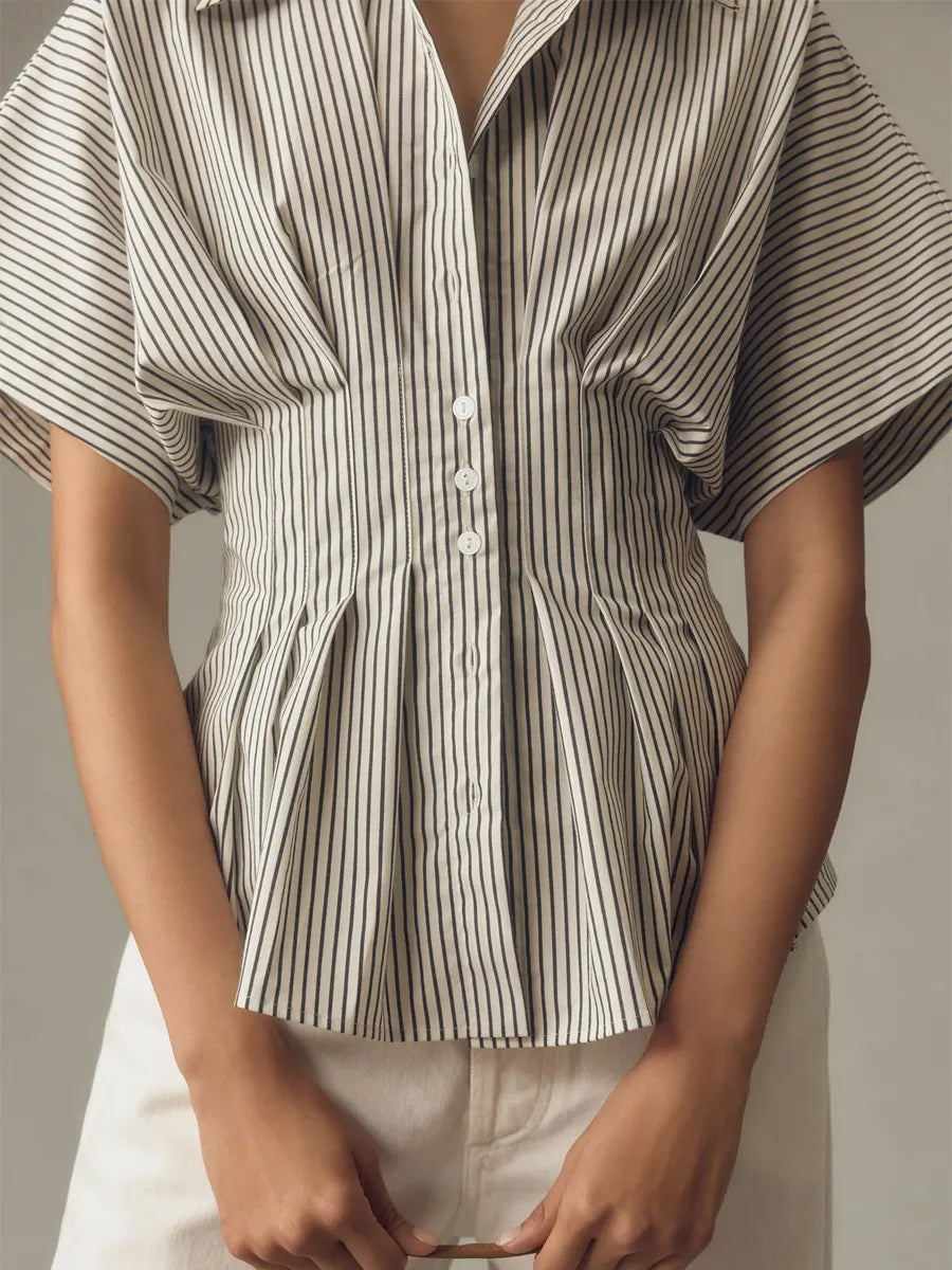 Women's Striped Art Pattern Casual Cotton Shirt