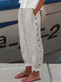 Jacquard striped printed button-down slacks
