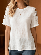 Women's Lace Short-Sleeved Round-Neck T-Shirt