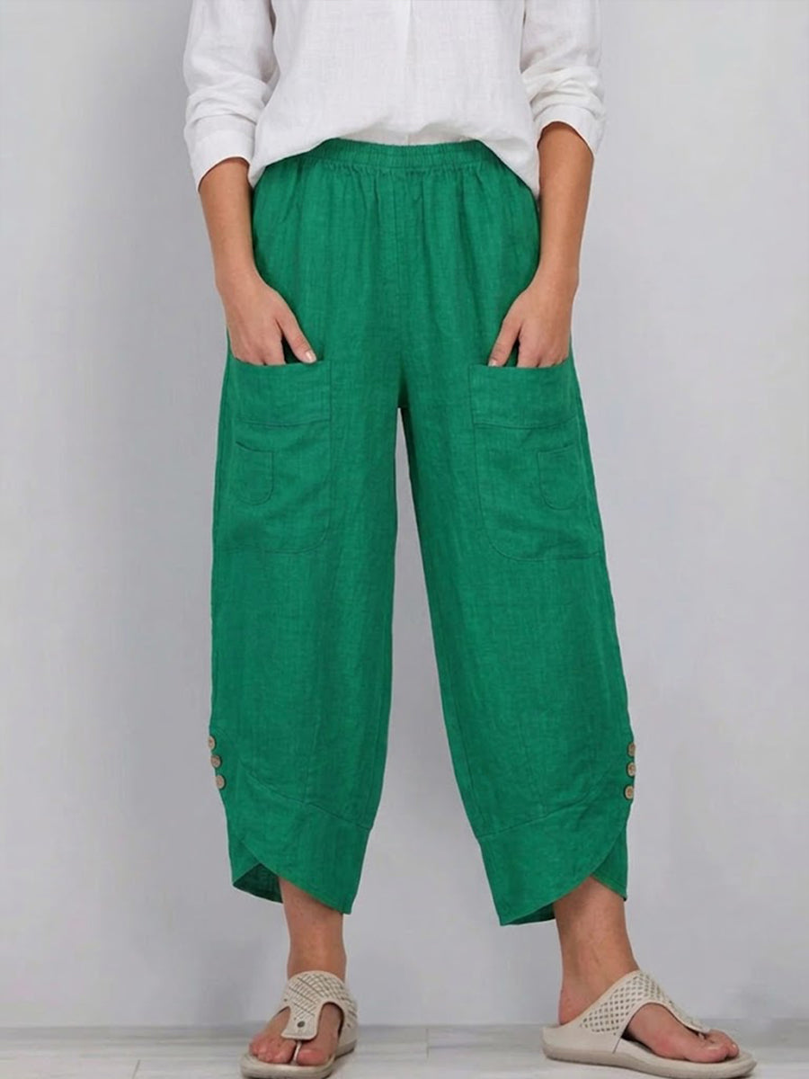 Casual Linen And Cotton Trousers