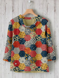 Traditional Japanese Patchwork Pattern Linen Blend Shirt