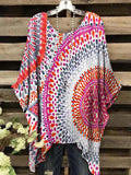 Women's Vintage Kaleidoscope Pattern Crew Neck Top