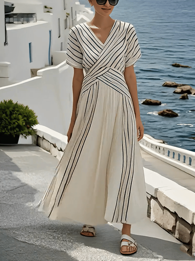 Women'S Loose Striped Print Dress