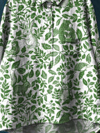 Vintage Lovely Animals Floral Art Print Casual Cotton And Linen Shirt