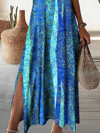 Women's V-neck Gradient Pattern Seaside Resort Dress