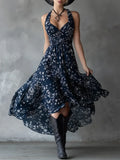 Women's Vintage Elegant Sleeveless V-neck Maxi Dress