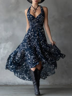 Women's Vintage Elegant Sleeveless V-neck Maxi Dress