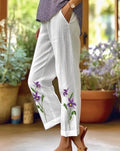 Women's Purple Flower Alzheimer's Awareness Support Casual Pants