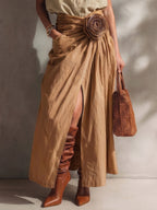 Elegant Artistic Cut Floral Embellishment Skirt