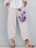 Women's Alzheimer's Awareness Floral Print Pocket Casual Pants