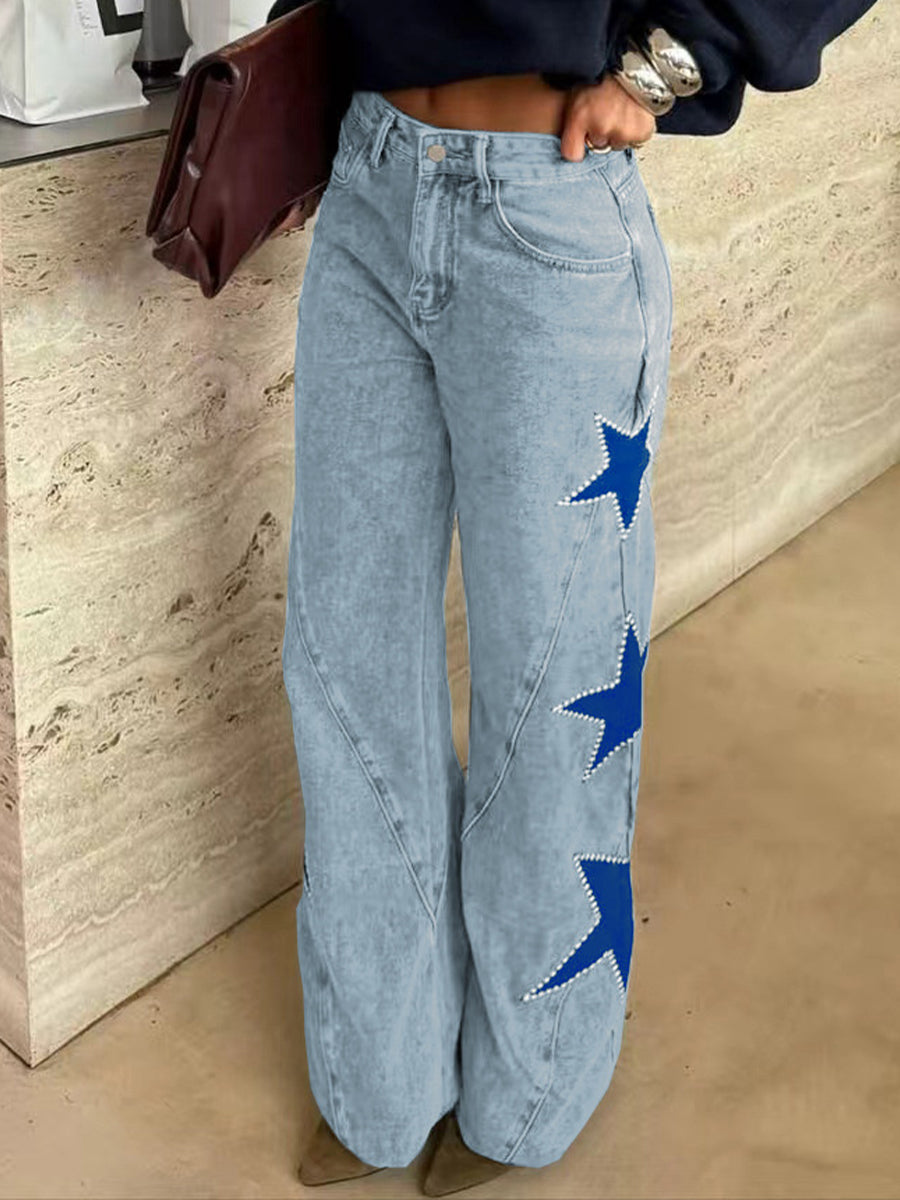 Stylish Casual Star-patterned Jeans