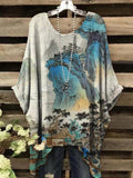 Women's Vintage Abstract Alpine Pattern Crew Neck Top