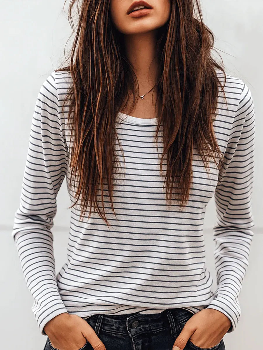 Women's Striped Art Casual Cotton Long Sleeve Shirt