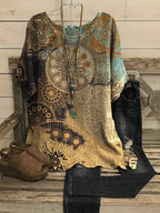 Women's Round Neck Bohemian Vintage Top