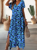 Women's Elegant V-Neck Irregular Line Pattern Dresses
