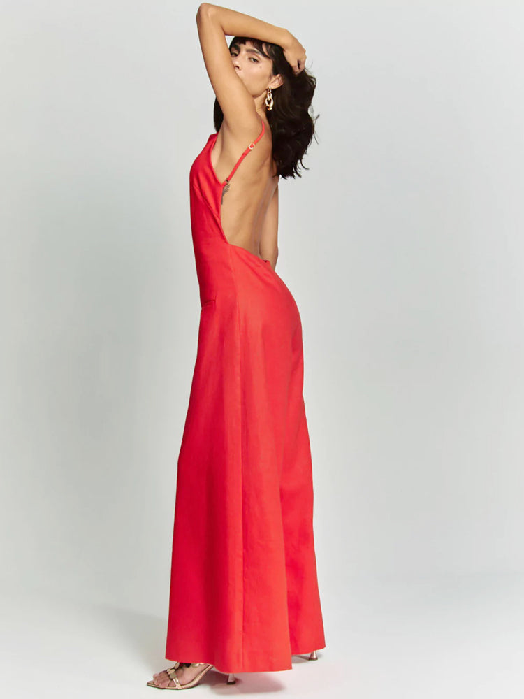 Brown Halter Jumpsuit