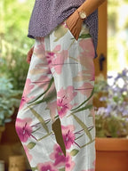 Women's Art Floral Loose Casual Pants (With Pockets)
