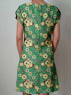 Women's Classic Art Floral Print Cotton and Linen  Dress