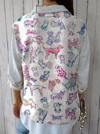 Women's Lovely Dogs Art Print Versatile Knitted Vest