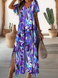 Women's V-Neck Vintage Abstract Irregular Pattern Dresses