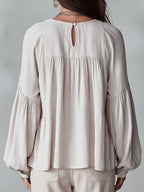 Women's Solid Color Retro Ruffled Casual Cotton Linen Shirt