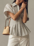 Women's Striped Art Pattern Casual Cotton Shirt