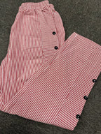 Jacquard striped printed button-down slacks