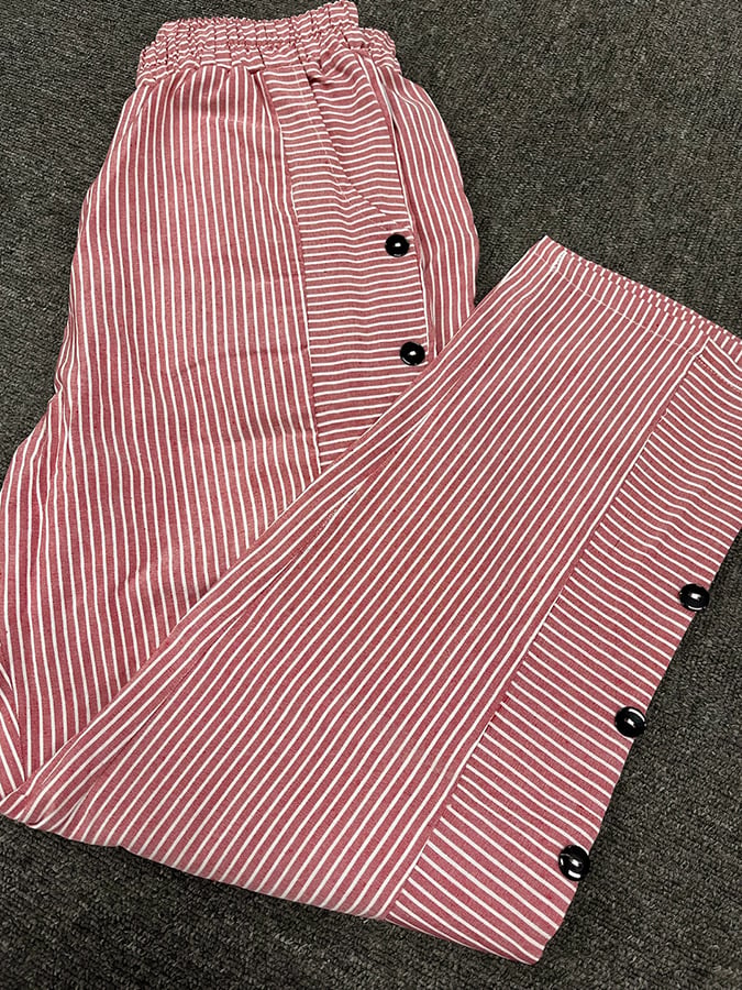 Jacquard striped printed button-down slacks
