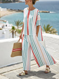 Women's Casual Loose Striped Pants Set