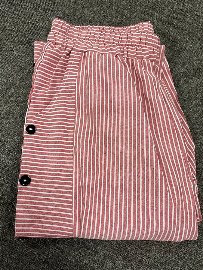 Jacquard striped printed button-down slacks