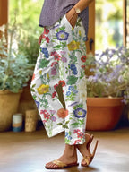 Women's Art Floral Loose Casual Pants (With Pockets)