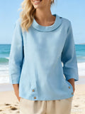Women's Solid Color Casual V-Neck T-Shirt