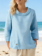 Women's Solid Color Casual V-Neck T-Shirt