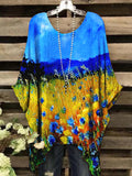 Women's Vintage Art Wheat Field Graphic Crew Neck Top