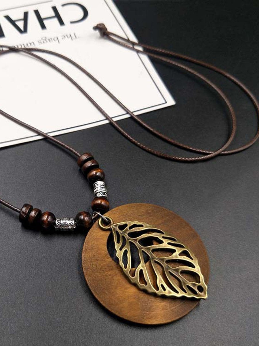 Women's Ethnic Style Wood And Alloy Long Chain Necklace