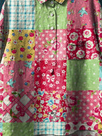 Vintage Lovely Floral Art Print Casual Cotton And Linen Shirt
