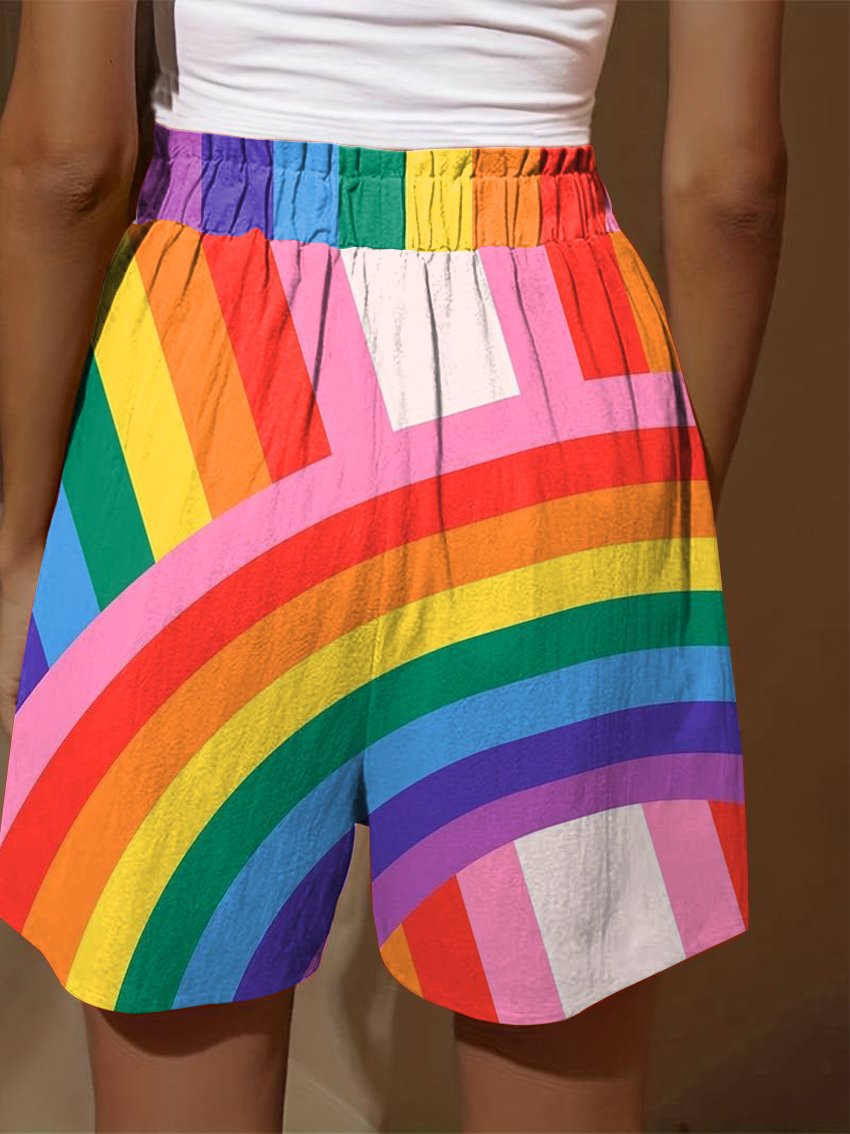 Women's Pride Day Rainbow Color Overlay Print Casual Tiered Palazzo Pants