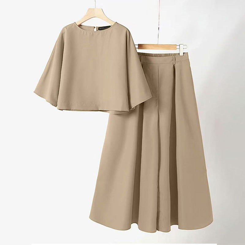 Women's Casual Round Neck 3/4 Sleeve T-Shirt & Loose Pants 2-Piece Set